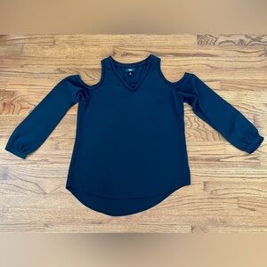 Mossimo Target Black V-Neck Cut Out Shoulder Long Sleeve Top Women’s Small